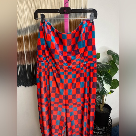 NWOT HUTCH Velvet Check Jumpsuit - Picture 5 of 10